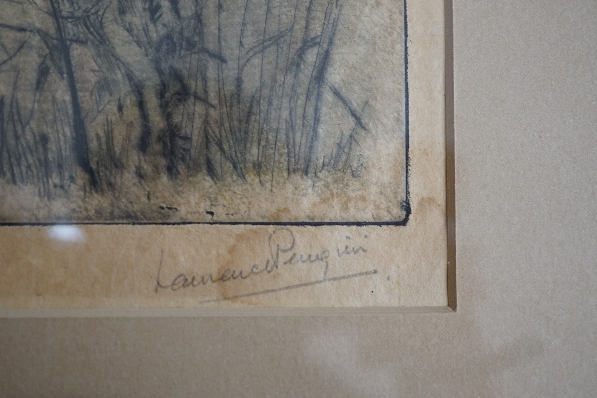 From the Studio of Fred Cuming. Laurence Perugini (1880-1940), colour etching, 'Thistles', signed in pencil, limited edition 5/25, 31 x 22cm. Condition - poor to fair